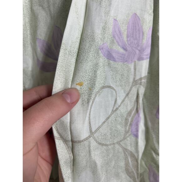 Vintage Maxi Skirt Large Green Purple Pastel Floral Elastic Waist Pull On - Picture 4 of 10
